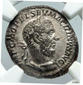 【極美品/品質保証書付】 アンティークコイン 銀貨 EMPEROR MACRINUS Vintage Ancient 217AD OLD Silver Roman Coin FIDES NGC i91310 [送料無料] #sct-wr-011040-2741