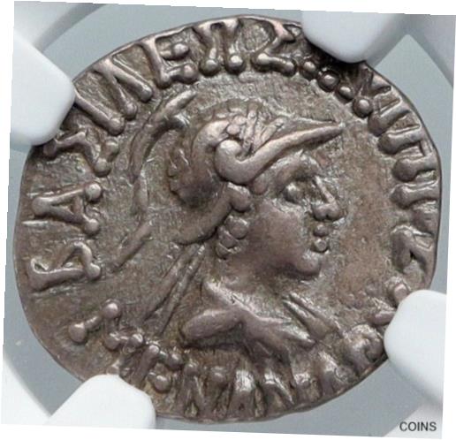 アンティークコイン コイン 金貨 銀貨 [送料無料] MENANDER I 165B Greek Bactrian Ancient Silver Greek Coin Athena India NGC i88671のサムネイル