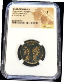 【極美品/品質保証書付】 アンティークコイン コイン 金貨 銀貨 [送料無料] c. 16/15 -10 BC ROME GAUL NEMAUSUS AGUSTUS & AGRIPPA AE DUPONDIUS COIN NGC FINE