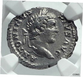 【極美品/品質保証書付】 アンティークコイン コイン 金貨 銀貨 [送料無料] CARACALLA Captives & River-God Ancient 207AD Rome Silver Roman Coin NGC i81697