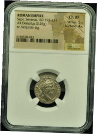 【極美品/品質保証書付】 アンティークコイン コイン 金貨 銀貨 [送料無料] ROMAN EMPIRE SEPT. SEVERUS, AD 193-211 AR DENARIUS RV AEQUITAS NGC CH XF #H606