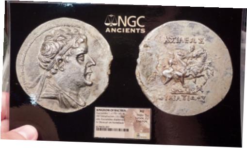 【極美品/品質保証書付】 アンティークコイン 銀貨 EUKRATIDES I - NGC AU Silver Tetradrachm RARE R1 Indo Greek Baktria Coin i57701 [送料無料] #sct-wr-011045-4066：金銀プラチナ ワールドリソース