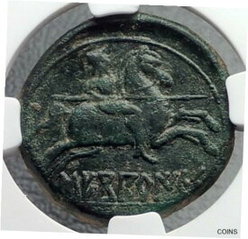 【極美品/品質保証書付】 アンティークコイン コイン 金貨 銀貨 [送料無料] Segobriga Sekobirikes GREEK Spain Horseman Dolphin Rare Ancient Coin NGC i60432