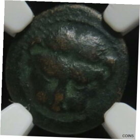 【極美品/品質保証書付】 アンティークコイン コイン 金貨 銀貨 [送料無料] 450-420 BC Bruttium Rhegium AE13 Lion Scalp NGC VF