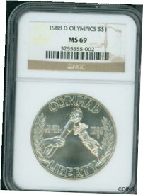 【極美品/品質保証書付】 アンティークコイン コイン 金貨 銀貨 [送料無料] 1988-D OLYMPICS OLYMPIAD COMMEMORATIVE SILVER DOLLAR S$1 NGC MS69 MS-69