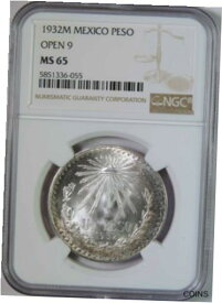 【極美品/品質保証書付】 アンティークコイン コイン 金貨 銀貨 [送料無料] 1932 M Open 9 Mexico Silver 1 One Peso Coin NGC Graded MS65 GEM Uncirculated