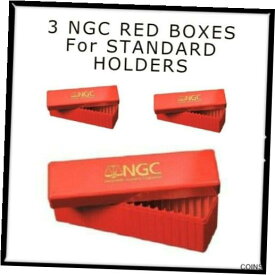 【極美品/品質保証書付】 アンティークコイン コイン 金貨 銀貨 [送料無料] 3 NEW Official NGC RED Boxes For 20 Graded Certified Coin Slab Plastic Storage