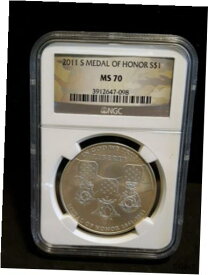 【極美品/品質保証書付】 アンティークコイン 銀貨 2011-S Medal Of Honor Silver Dollar Commem.- NGC MS 70 - 098 ENN COINS [送料無料] #sct-wr-011093-9281