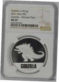【極美品/品質保証書付】 アンティークコイン コイン 金貨 銀貨 [送料無料] 2021 Niue $2 - Godzilla vs. Kong: Godzilla 1oz Silver - NGC MS69