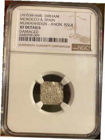 【極美品/品質保証書付】 アンティークコイン コイン 金貨 銀貨 [送料無料] MOROCCO & SPAIN, Islamic Muwahhidun Dirham AH558-668 NGC XF Silver Crusader Coin