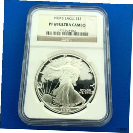 【極美品/品質保証書付】 アンティークコイン 銀貨 1989 S Proof American Silver Eagle 1 Oz 999 Fine Silver NGC PF69 Ultra Cameo [送料無料] #sot-wr-011093-7428
