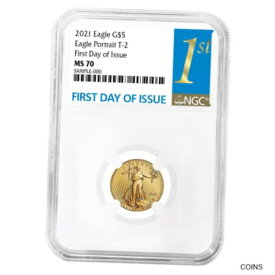 【極美品/品質保証書付】 アンティークコイン コイン 金貨 銀貨 [送料無料] 2021 $5 Type 2 American Gold Eagle 1/10 oz NGC MS70 FDI First Label