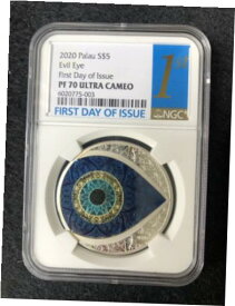 【極美品/品質保証書付】 アンティークコイン コイン 金貨 銀貨 [送料無料] NGC PF70 2020 Palau Evil Eye silver coin 1oz COA First Day Issue