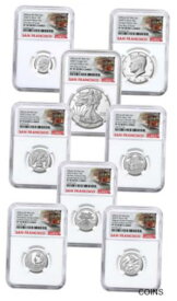【極美品/品質保証書付】 アンティークコイン コイン 金貨 銀貨 [送料無料] 8 Coin Set 2020 S US Limited Edition Silver Proof Coins NGC PF70 UC FDI Trolley