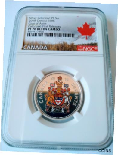 アンティークコイン コイン 金貨 銀貨 [送料無料] 2018 Canada S50? Silver Coat of Arms Colorized NGC PF70 UC First Release