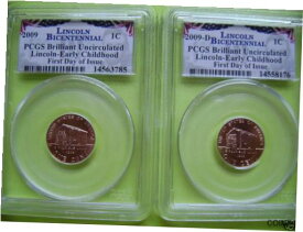 【極美品/品質保証書付】 アンティークコイン コイン 金貨 銀貨 [送料無料] 2009 LINCOLN P&D PCGS BRILLIANT UNCIRCULATED EARLY CHILDHOOD FDI 2-COIN SET