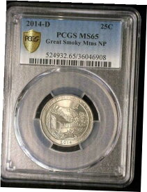 【極美品/品質保証書付】 アンティークコイン コイン 金貨 銀貨 [送料無料] 2014 D/65,P/64,S/66 Great Smokey Mts. Pcgs Gold Shield/ True View. Nice Coins