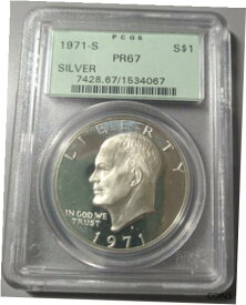 【極美品/品質保証書付】 アンティークコイン コイン 金貨 銀貨 [送料無料] 1971-S GREEN PCGS PR67 US Commemorative Eisenhower Silver $1 Dollar Coin