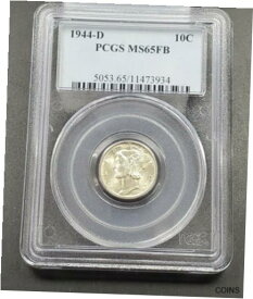 【極美品/品質保証書付】 アンティークコイン コイン 金貨 銀貨 [送料無料] 1944 D Mercury Silver Dime Coin PCGS MS65 FB Gem BU FSB Full Band