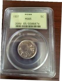 【極美品/品質保証書付】 アンティークコイン コイン 金貨 銀貨 [送料無料] 1937 Buffalo Nickel Coin PCGS MS65 OGH OLD GREEN HOLDER