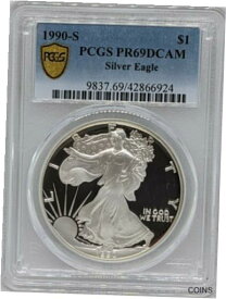 【極美品/品質保証書付】 アンティークコイン コイン 金貨 銀貨 [送料無料] 1990 S Proof American Silver Eagle PCGS PR69 DCAM