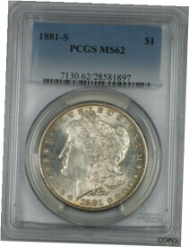 【極美品/品質保証書付】 アンティークコイン 銀貨 1881-S Morgan Silver Dollar $1 Coin PCGS MS-62 Lightly Toned (2B) [送料無料] #sct-wr-011145-5107