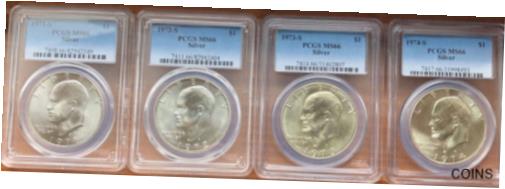 アンティークコイン コイン 金貨 銀貨 [送料無料] High Grade 1971 S thru 1974 S Silver Eisenhower Dollars 4 Coin Set PCGS MS66 Wow
