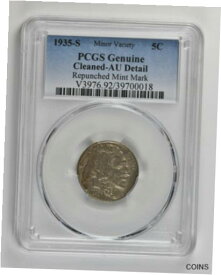【極美品/品質保証書付】 アンティークコイン コイン 金貨 銀貨 [送料無料] 1935-S Buffalo Nickel 5c Coin Repunched Mintmark PCGS AU Details RPM 001