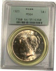 【極美品/品質保証書付】 アンティークコイン コイン 金貨 銀貨 [送料無料] 1923 PCGS MS64 PEACE DOLLAR OLD GREEN LABEL VERY NICE COIN