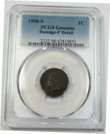 【極美品/品質保証書付】 アンティークコイン コイン 金貨 銀貨 [送料無料] 1908-S PCGS F Detail Indian Head Cent Penny 1c US Coin #31344A