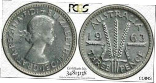 アンティークコイン コイン 金貨 銀貨 [送料無料] 1963(m) Proof Australian Threepence PCGS Graded PR64