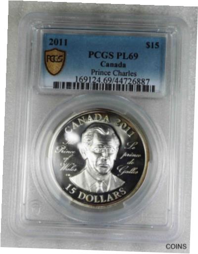 アンティークコイン コイン 金貨 銀貨 [送料無料] Canada 15 Dollars 2011 Prince Charles PCGS PL-69 Silver Coin [504のサムネイル
