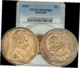 【極美品/品質保証書付】 アンティークコイン コイン 金貨 銀貨 [送料無料] 1967 Australia 2 Cents PCGS MS65RD BU Uncirculated Lightly Toned Coin