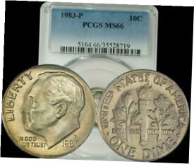 【極美品/品質保証書付】 アンティークコイン コイン 金貨 銀貨 [送料無料] 1983-P Roosevelt Dime PCGS MS66 Dark Yellow Toned Coin