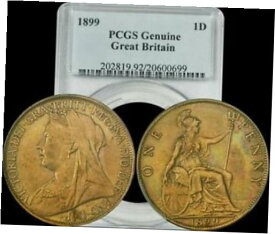 【極美品/品質保証書付】 アンティークコイン コイン 金貨 銀貨 [送料無料] 1899 Great Britain 1 Penny PCGS Genuine Lightly Yellow/Green and Red Toned Coin