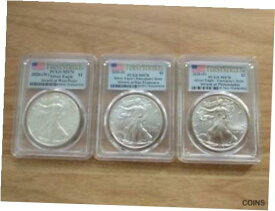 【極美品/品質保証書付】 アンティークコイン コイン 金貨 銀貨 [送料無料] 2020 SILVER EAGLE PCGS MS70 FS Lot of 3 Coins