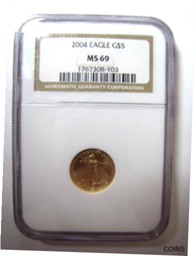アンティークコイン コイン 金貨 銀貨 [送料無料] 2004 1/10 oz $5 Gold Eagle NGC MS 69 ** Brilliant Uncirculatedのサムネイル