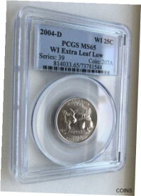 2004-D ウィスコンシン州超低葉州 25c エラー PCGS MS 652004-D WISCONSIN EXTRA LOW LEAF STATEHOOD 25c ERROR PCGS MS 65