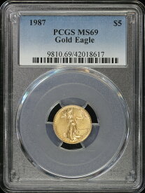 【極美品/品質保証書付】 アンティークコイン コイン 金貨 銀貨 [送料無料] 1987 1/10 oz $5 Gold Eagle PCGS MS 69 | Mint State Uncirculated