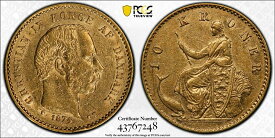 【極美品/品質保証書付】 アンティークコイン コイン 金貨 銀貨 [送料無料] DENMARK 1874 10 KRONER GOLD COIN PCGS AU55 KEY DATE SCARCE COIN