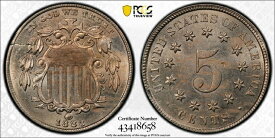 【極美品/品質保証書付】 アンティークコイン コイン 金貨 銀貨 [送料無料] 1883-P PCGS MS63 | Shield Nickel - ERROR Cracked Planchet - 5c US Coin #33662A