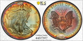 【極美品/品質保証書付】 アンティークコイン コイン 金貨 銀貨 [送料無料] 2008 $1 American Silver Eagle Monster Toned - PCGS MS67