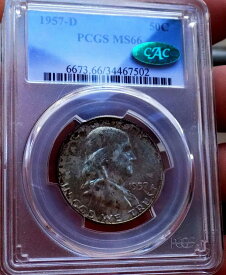 【極美品/品質保証書付】 アンティークコイン コイン 金貨 銀貨 [送料無料] Franklin Half PCGS MS 66++++ CAC Pastel Rainbow Under Grade Monster Coin WOW