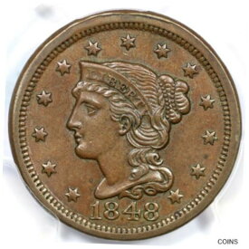 【極美品/品質保証書付】 アンティークコイン コイン 金貨 銀貨 [送料無料] 1848 N-23 R-3 PCGS MS 62 BN CAC Braided Hair Large Cent Coin 1c