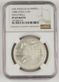 【極美品/品質保証書付】 アンティークコイン 銀貨 CHINA 1984 Olympics Volleyball 1/2 Oz Silver Matte Proof 10 YUAN Coin NGC PF69 [送料無料] #sct-wr-011201-16893
