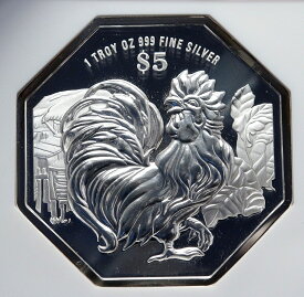 【極美品/品質保証書付】 アンティークコイン コイン 金貨 銀貨 [送料無料] 2017 SINGAPORE Lunar Series ASTROLOGY Rooster Proof Silver $5 Coin NGC i86643