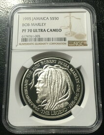 【極美品/品質保証書付】 アンティークコイン コイン 金貨 銀貨 [送料無料] Jamaica 1995 $50 Bob Marley Silver Proof Coin NGC PF70UC Top Pop 6/0