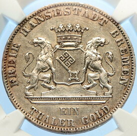 【極美品/品質保証書付】 アンティークコイン コイン 金貨 銀貨 [送料無料] 1865 B GERMAN STATES BREMEN Shooting Festival OLD Silver Taler Coin NGC i98420