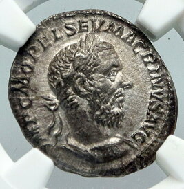 【極美品/品質保証書付】 アンティークコイン 銀貨 EMPEROR MACRINUS Vintage Ancient 217AD OLD Silver Roman Coin FIDES NGC i91310 [送料無料] #sct-wr-011201-18056