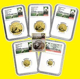 【極美品/品質保証書付】 アンティークコイン 2015 CHINA 5 GOLD PANDA 1 SILVER, 6 COINS SET NGC MS 70 EARLY RELEASE [送料無料] #cct-wr-011201-18106